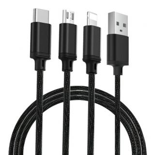 PRODA PD-B31th datový kabel 3v1 Micro USB / USB-C / Lightning 2,8A / 1,15m - černý