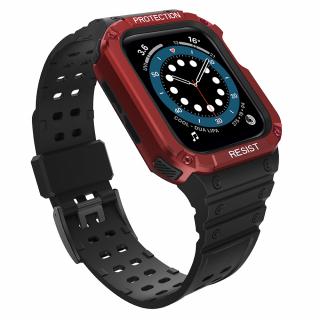 Protect řemínek + kryt k Apple Watch SE / 2 / 3 / 4 / 5 / 6 / 7 - 38/40/41mm black / red