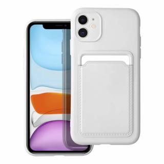 Silicone CARD case pouzdro / kryt s přihrádkou Apple iPhone 11, bílé