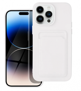 Silicone CARD case pouzdro / kryt s přihrádkou Apple iPhone 14 PRO (6,1 ), bílé