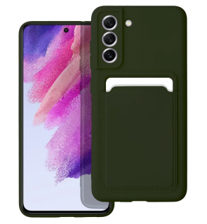 Silicone CARD case pouzdro / kryt s přihrádkou Samsung Galaxy S21 FE, zelené