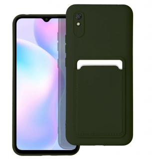 Silicone CARD case pouzdro / kryt s přihrádkou Xiaomi RedMi 9A / 9AT, zelené