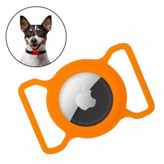 Silikonový držák na zvířecí obojek pro psa / kočku pro Apple AirTag oranžový
