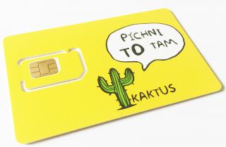 Sim karta KAKTUS (T-Mobile) - kredit 100Kč / 500Mb dat + 500Mb na sociální sítě