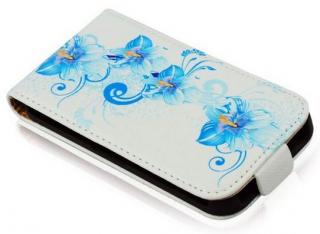 SLIGO Slim vyklápěcí pouzdro Samsung i9500, i9505 Galaxy S4 blue flowers