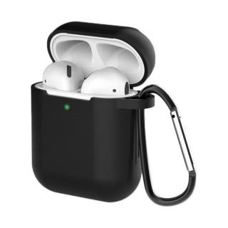 Soft Silicone Case pouzdro s karabinou pro Apple AirPods 1/2 černé