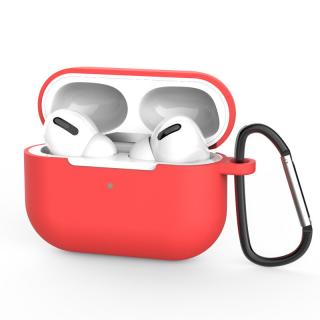Soft Silicone Case pouzdro s karabinou pro Apple AirPods PRO červené