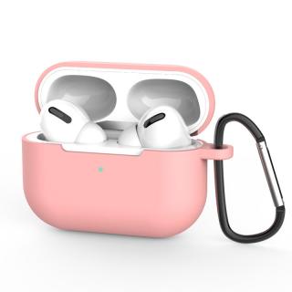 Soft Silicone Case pouzdro s karabinou pro Apple AirPods PRO růžové