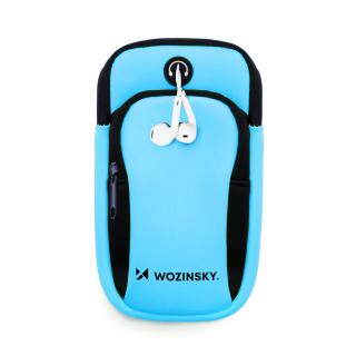 Wozinsky WABBL1 sportovní pouzdro na rameno s prostupem na sluchátka / 2x kapsa modré