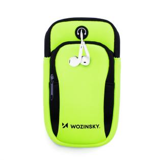 Wozinsky WABGR1 sportovní pouzdro na rameno s prostupem na sluchátka / 2x kapsa zelené