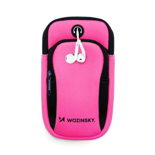 Wozinsky WABPI1 sportovní pouzdro na rameno s prostupem na sluchátka / 2x kapsa růžové