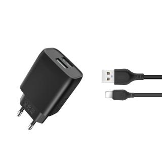 XO L57 nabíječka s výstupem 2x USB / 2,4A černá + kabel pro iPhone Lightning
