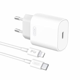 XO L91 nabíječka s výstupem USB-C PD / 25W bílá + kabel USB-C PD / iPhone Lightning