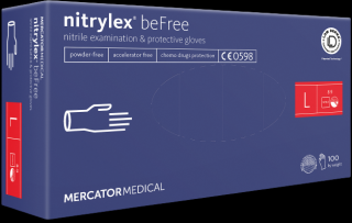 Jednorázové nitrilové zdravotnické rukavice Mercator NITRYLEX BEFREE 100 ks L