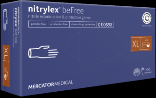 Jednorázové nitrilové zdravotnické rukavice Mercator NITRYLEX BEFREE 100 ks XL