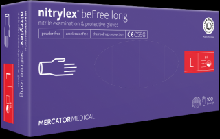 Jednorázové nitrilové zdravotnické rukavice Mercator NITRYLEX BEFREE LONG 100 ks L