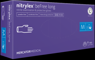 Jednorázové nitrilové zdravotnické rukavice Mercator NITRYLEX BEFREE LONG 100 ks M