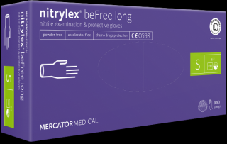 Jednorázové nitrilové zdravotnické rukavice Mercator NITRYLEX BEFREE LONG 100 ks S