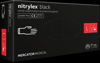Jednorázové nitrilové zdravotnické rukavice Mercator NITRYLEX černé 100 ks L