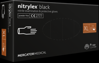 Jednorázové nitrilové zdravotnické rukavice Mercator NITRYLEX černé 100 ks XL