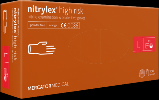 Jednorázové nitrilové zdravotnické rukavice Mercator NITRYLEX high risk 100 ks L