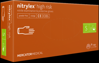 Jednorázové nitrilové zdravotnické rukavice Mercator NITRYLEX high risk 100 ks S