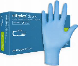 Jednorázové nitrilové zdravotnické rukavice Mercator NITRYLEX modré 100 ks L