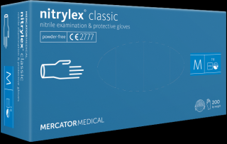 Jednorázové nitrilové zdravotnické rukavice Mercator NITRYLEX modré 200 ks L