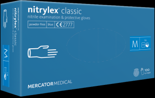 Jednorázové nitrilové zdravotnické rukavice Mercator NITRYLEX modré celotexturované 100 ks M