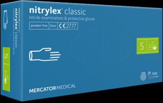 Jednorázové nitrilové zdravotnické rukavice Mercator NITRYLEX modré celotexturované 100 ks S