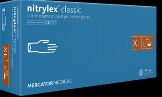 Jednorázové nitrilové zdravotnické rukavice Mercator NITRYLEX modré celotexturované 100 ks XL
