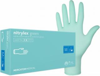 Jednorázové nitrilové zdravotnické rukavice Mercator NITRYLEX zelené 100 ks L