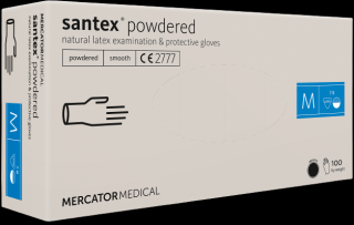 Latexové rukavice Mercator SANTEX pudrované 100 ks M