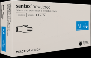 Latexové rukavice Mercator SANTEX pudrované 100 ks S