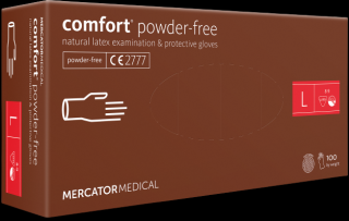Latexové vyšetřovací rukavice Mercator Comfort Powder-Free 100 ks L