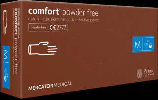 Latexové vyšetřovací rukavice Mercator Comfort Powder-Free 100 ks M