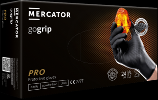 Ochranné nitrilové rukavice Mercator GOGRIP černé 50ks XXL