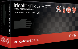 Ochranné nitrilové rukavice Mercator Ideall Nitrile Moto černé 100 ks L