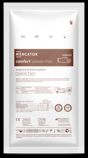Sterilní elastické latexové rukavice Mercator COMFORT Powder-Free 2 ks 6,5