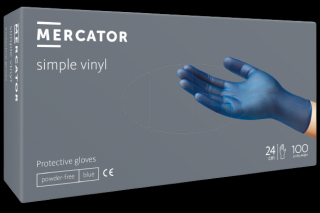 Vinylové rukavice Mercator SIMPLE VINYL modré 100 ks Velikost M