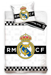 Bavlněné povlečení Real Madrid THIN CHESSBOARD 135x200/80x80
