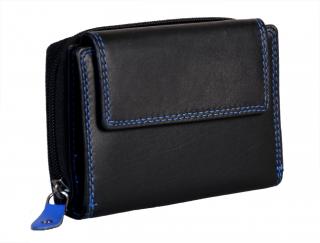 Dámská kožená peněženka s ochranou RFID JBPL 02C- černá/modrá