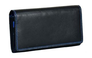 Dámská kožená peněženka s ochranou RFID JBPL 07C- černá/modrá