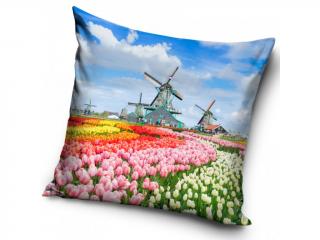 Dekorační polštářek Větrné mlýny v Holandsku