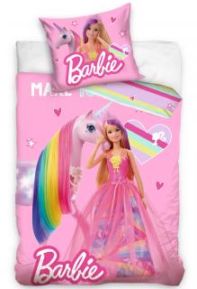 Dětské povlečení Barbie a Duhový Jednorožec 140x200/70x90 cm