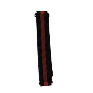 Kovový magnetický pásek na chytré hodinky Barva: Černá - červená, Velikost: 22 mm