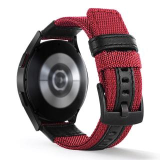 Koženo - nylonový pásek na hodinky - 22mm Barva: Červená