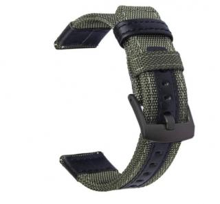Koženo - nylonový pásek na hodinky - 22mm Barva: Zelená