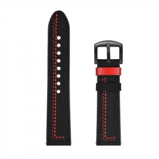 Kožený barevný pásek na hodinky 18 mm Barva: Černá - červená