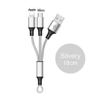 Krátký nabíjecí kabel USB - barevný Barva: Stříbrná